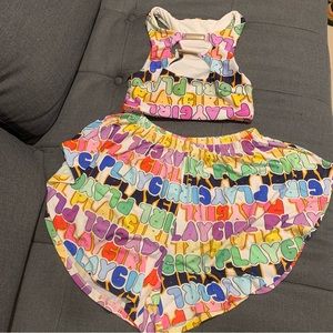 Printed colorful short beach set